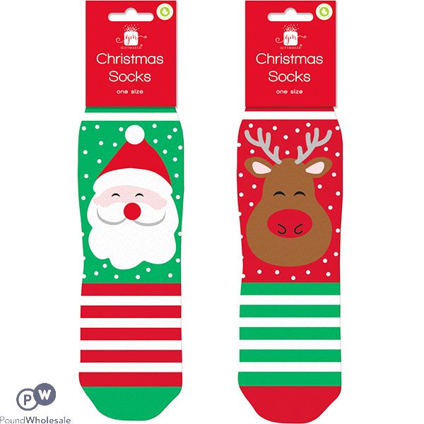 Giftmaker Christmas Socks One Size 2 Assorted