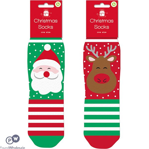 Giftmaker Christmas Socks One Size 2 Assorted