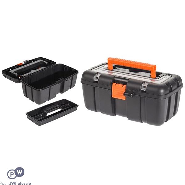 KOOPMAN BLACK PLASTIC DIY TOOLBOX 24CM X 12CM