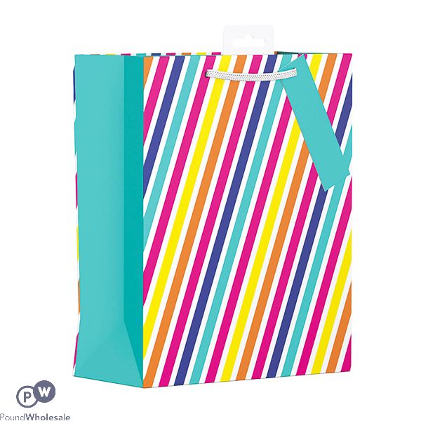 GIFTMAKER RAINBOW STRIPES GIFT BAG MEDIUM