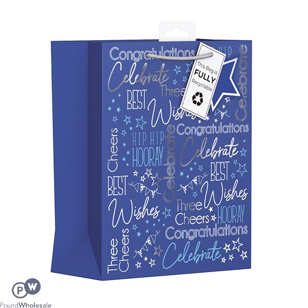 GIFTMAKER MALE BLUE CELEBRATION GIFT BAG MEDIUM