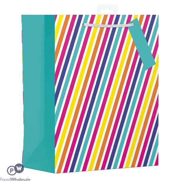 GIFTMAKER RAINBOW STRIPES GIFT BAG LARGE