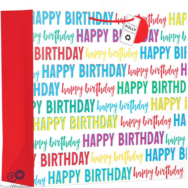 Giftmaker Fun Happy Birthday Text Gift Bag Giant
