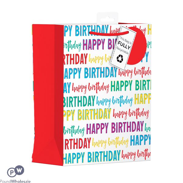 GIFTMAKER FUN HAPPY BIRTHDAY TEXT GIFT BAG MEDIUM