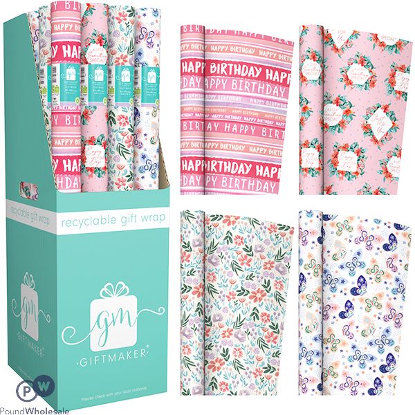 Giftmaker Female Birthday Recyclable Gift Wrap CDU Assorted