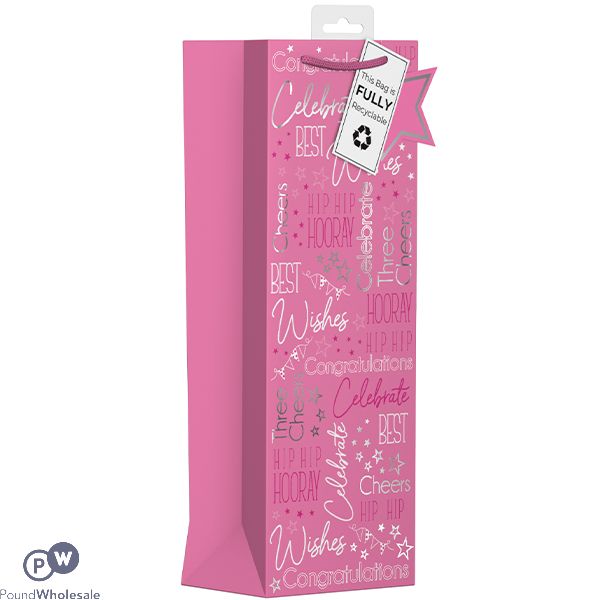Giftmaker Female Pink Text Gift Bag Bottle