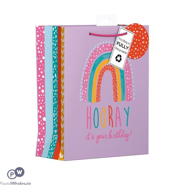 Giftmaker Hooray Birthday Rainbow Gift Bag Medium