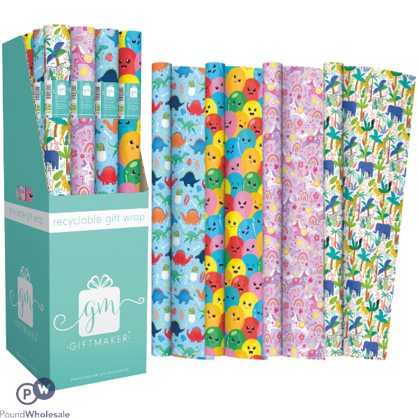 Giftmaker Kids Gift Wrap 69cm X 3m Cdu Assorted