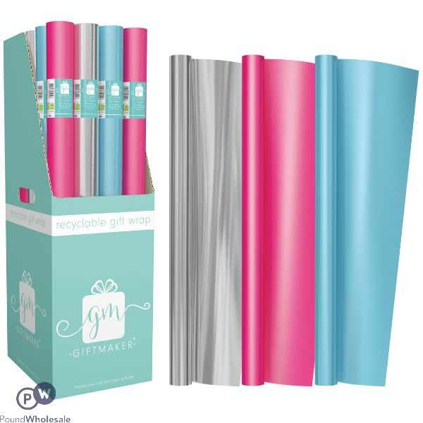 Giftmaker Plain Foil Fashion Recyclable Gift Wrap 1.5m X 69cm
