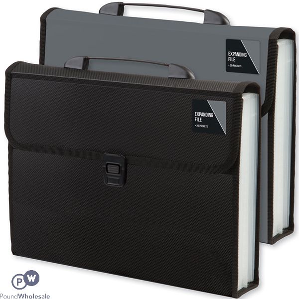 20 Pocket A4 Expanding File Assorted Colours
