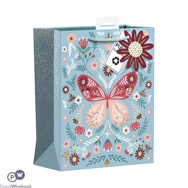 Giftmaker Butterfly Floral Gift Bag Medium