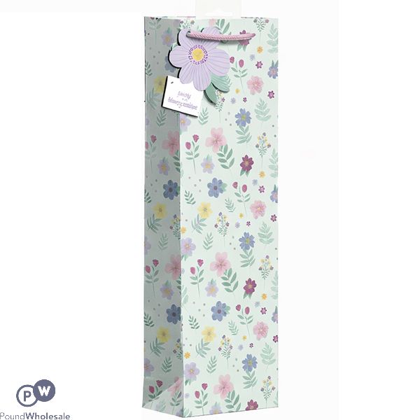 Giftmaker Ditsy Floral Blue Gift Bag Bottle