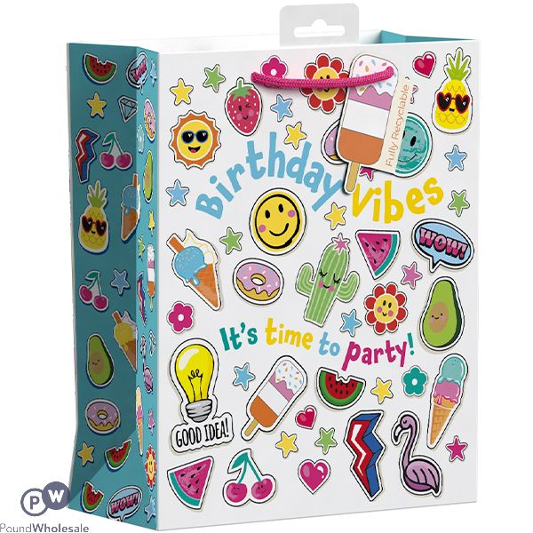 Giftmaker Birthday Vibes Emoticon Gift Bag Xl
