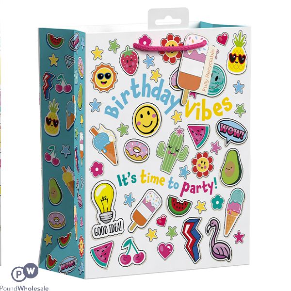 Giftmaker Birthday Vibes Emoticon Gift Bag Large