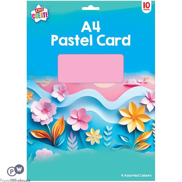 Kids Create Assorted Colour A4 Pastel Card 10 Pack