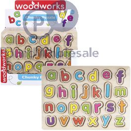 Woodworks Chunky Wooden Alphabet Puzzle Cdu box view