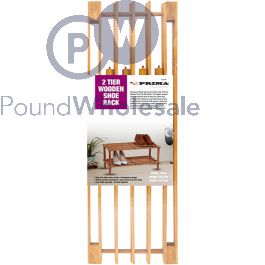 Wholesale Prima 2 Tier Walnut Wooden Shoe Rack 74cm X 29.5cm X 26.5cm ...
