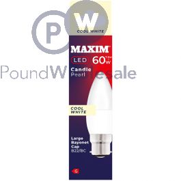 Wholesale Maxim 7.5w=60w Candle Pearl Cool White B22 Bc Led Light Bulb ...