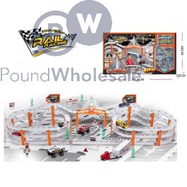 Wholesale Rail Racing 115pc Metal Car Play Set | Pound Wholesale