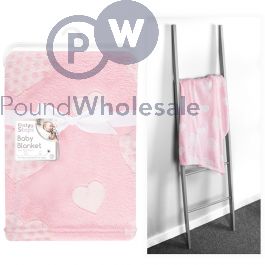 Wholesale First Steps Pink Hearts Baby Blanket 75cm X 100cm | Pound ...