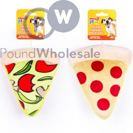 Wholesale Pets Play Plush Squeaky Pizza Slice Dog Toy Assorted Pound Wholesale