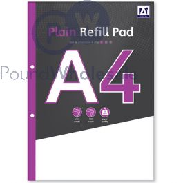 Just Stationery 100 Sheet A4 Refill Pad - 53gsm Paper, Side Bound With 2-Ring Binder Holes (Model 5004)