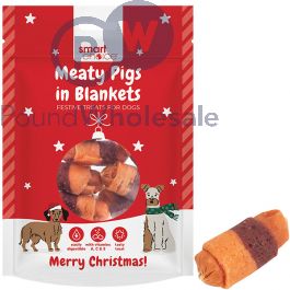 Wholesale Smart Choice Christmas Meaty Pigs In Blankets Dog Treats 8 Pack 100g | Pound Wholesale