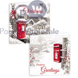 Wholesale Giftmaker Postbox Scene Christmas Card 2 Assorted 10 Pack ...