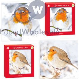 Wholesale Giftmaker Square Robin Assorted Christmas Cards 12 Pack ...