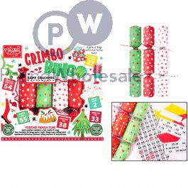 Cracker Di Natale Bingo Game – Scatola Da 6 Con Gioco Completo Di Carte E Marcatori