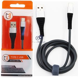 Vibe Type C Usb Hi-speed Charge & Sync Braided Cable Silver 1m