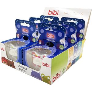 Bibi Happiness 0-6 Months Natural Glow Silicone Soother Cdu Assorted