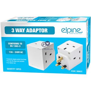 Elpine 3way Adaptors 13a-240v-ac Bs1363 10pc