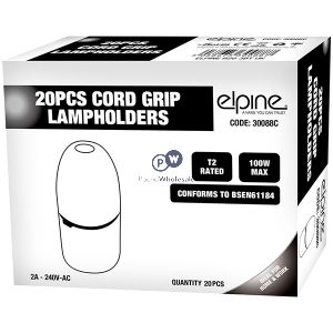 Elpine 100w 2a 240v White Cord Grip Lamp Holders