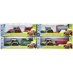 Die-cast 1:72 Metal Tractor & Trailer Play Set Cdu Assorted