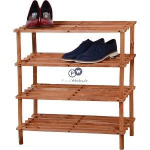 Prima 4-tier Walnut Wooden Shoe Rack 74cm X 26.5cm X 67cm