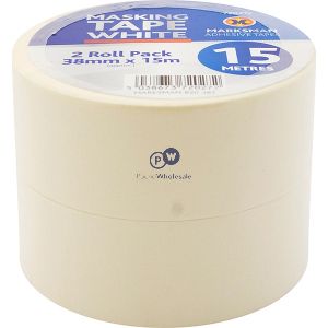 Marksman White Masking Tape 38mm X 15m 2 Pack