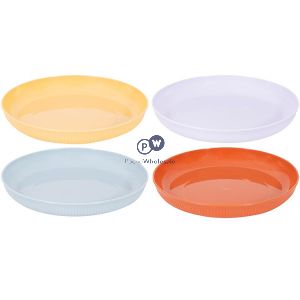 Bello Assorted Colour Plastic Ribbed Picnic Plates 22.6cm 4 Pack