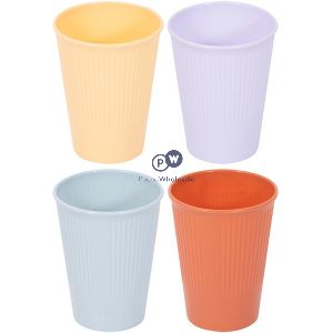 Bello Assorted Colour Plastic Ribbed Picnic Tumblers 400ml 4 Pack