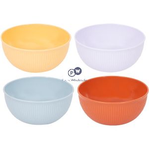 Bello Assorted Colour Plastic Ribbed Picnic Bowls 15cm 4 Pack