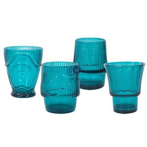 Bello Fish Stacking Glass Tumblers Set 4pc Assorted Colours