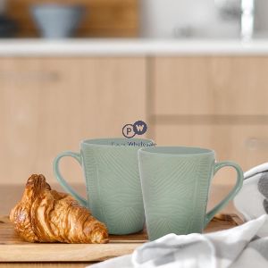 Coco & Gray Stoneware Embossed Green Mug