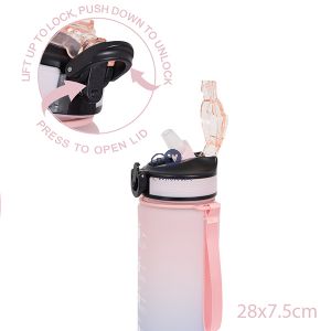 Sports Pull-up Sipper Pink Ombre Water Bottle 1l