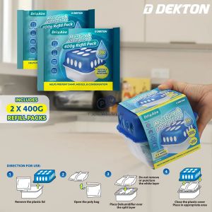 Dekton Dri Aire Moisture & Damp Trap Plastic Box With 2 400g Refill Pouches