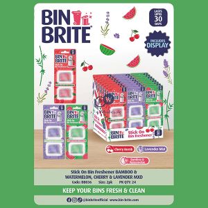 Bin Brite Stick-on Bin Freshener 2 Pack Cdu Assorted Fragrances