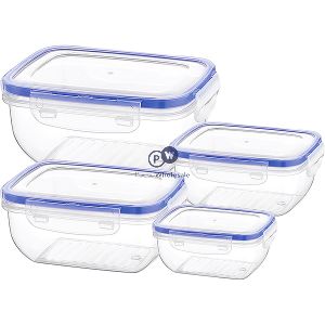 Bager Click & Lock Rectangular Food Storage Container Set 4pc