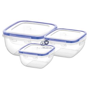 Bager Click & Lock Square Food Storage Container 3pc Cdu