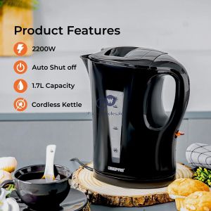 Geepas 2200w Black Rapid-boil Cordless Kettle 1.7l