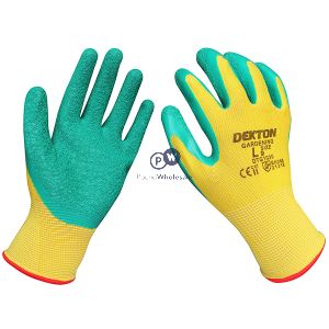 Dekton Tough Grip Latex Coated Gardening Gloves 9/large