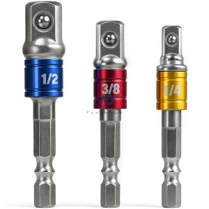 Dekton Colour-coded 1/4" Hex Shank Quick Release Socket Driver Adapters 3 Pack